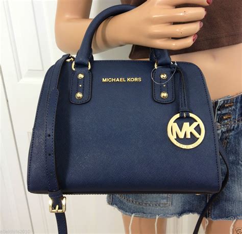 michael kors navy blue purses|michael kors shoulder bag blue.